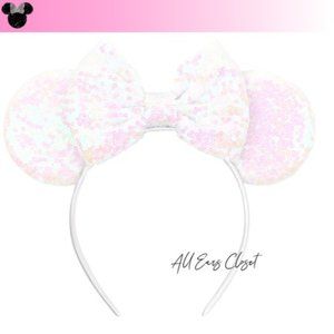 Minnie Mouse Ears White Sequin Headband